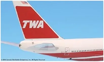 Vista 3 de TWA Boeing esquema Trans World Airlines Boeing 747-100 modelo miniatura N93115 Diecast 1:200 Parte # A012-IF741010