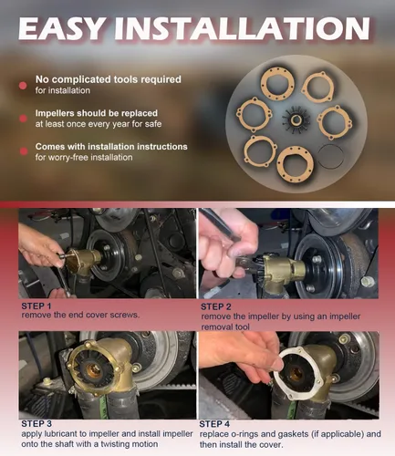 Vista 6 de Kit de reparación de impulsor de bomba de agua Reemplazo para Sherwood 10615K-SHW para Volvo Penta 835874 Impulsor de bomba de enfriamiento