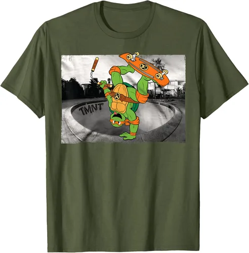 Vista 4 de Teenage Mutant Ninja Turtles Michelangelo - Camiseta de patinaje, Negro, S