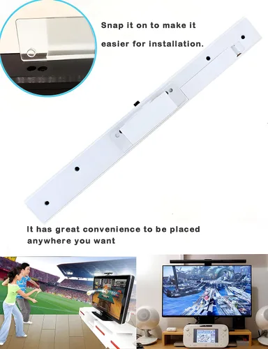 Vista 2 de YZlolmeo Wii Wireless Sensor Bar Dolphin Bar for Wii System, Infrared Sensor Bar for Nintendo Wii UWii Motion Sensor Bar (White)