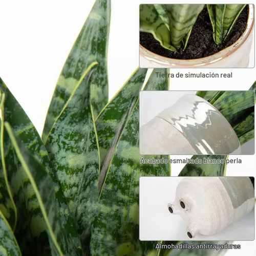 Vista 3 de Hollyone Planta de serpiente falsa de 12 pulgadas, pequeña planta de serpiente artificial en maceta con maceta de cerámica, planta Sansevieria