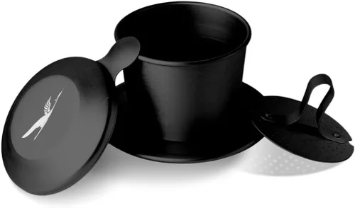 Vista 3 de Birdee Gotero de café vietnamita de aluminio – Negro, 6 onzas, filtro Phin, ligero y portátil, perfecto para Ca Phe Sua Da, uso doméstico, viajes