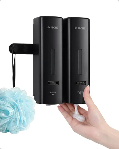Vista 11 de AIKE EasyPush - Dispensador de jabón líquido para montaje en pared, 11.8 Negro