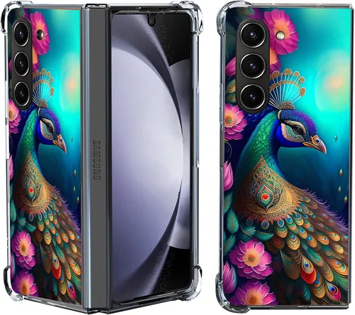 Vista 11 de Funda para Galaxy Z Fold 5, protección contra caídas de mandala de león colorido, a prueba de golpes, de cuerpo completo, resistente a los arañazos