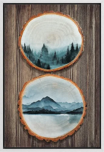 Vista 8 de IDEA4WALL Lienzo enmarcado para pared, decoración occidental, collage de polígonos de diamantes, paneles geométricos abstractos de madera, arte
