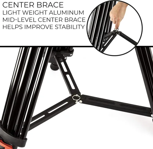 Vista 7 de Ultimaxx Trípode de 72 pulgadas, 72 pulgadas, trípode profesional de doble tubo de aluminio resistente, cabezal de fluido de 360 grados, esparcidor