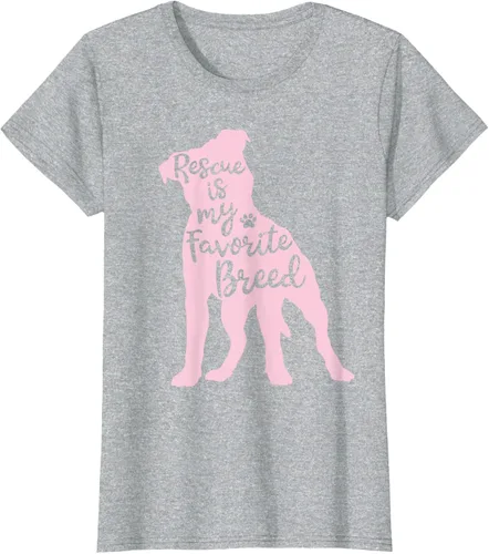 Vista 24 de Pitbull Rescue Is my Favorite Breed Dog Pit Bull Mama - Camiseta, Negro, S