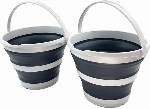 Vista 14 de SAMMART Cubo de plástico plegable de 10 L (2.6 galones), bañera redonda plegable, cubo de agua portátil para pesca, bote de agua para exteriores