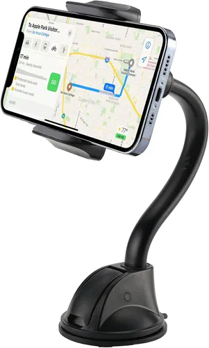 Vista 2 de LAX Gadgets Soporte de teléfono para automóvil, negro, ventosa para parabrisas o tablero, compatible con iPhone 13, 12, 11, Samsung Galaxy S20, Note