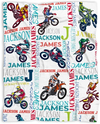 Vista 47 de Manta de forro polar suave para regalo de motocicletas de motocross, manta acogedora de franela, aire acondicionado, 50x40 pulgadas para niños