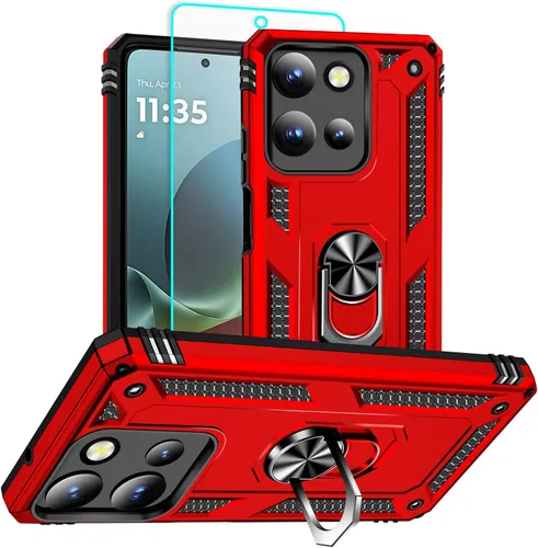 Vista 30 de HNHYGETE Funda para Motorola Edge 2025 con protector de pantalla: soporte giratorio de grado 360° (antideslizante) protección contra caídas y golpes