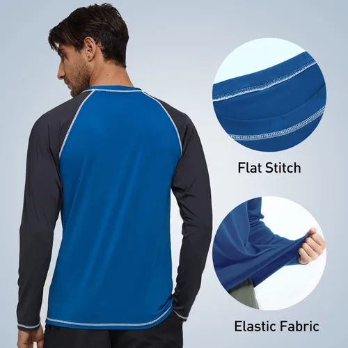 Vista 4 de Arcweg Camisas de manga larga para hombre con protección solar UPF 50+, camisetas de protección solar con protección contra erupciones SPF