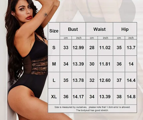 Vista 7 de Buitifo Lencería de una sola pieza estilo babydoll para mujeres, de malla transparente, con detalle de lazo entrecruzado, escote en V