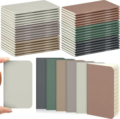 Vista 16 de Outus 36 piezas de mini cuadernos de bolsillo 2.5" x 4" de papel kraft, bloc de notas mini, cubierta blanda en masa, cuaderno de notas de bolsillo