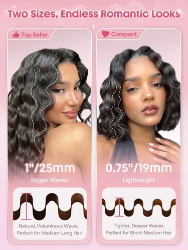 Vista 4 de SHEGLAM Ondulador de cabello ondulado de playa (rosa, 0.75 pulgadas)