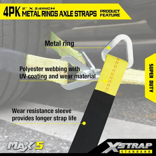 Vista 5 de XSTRAP STANDARD Paquete de 4 correas de eje de 24" x 2" con funda
