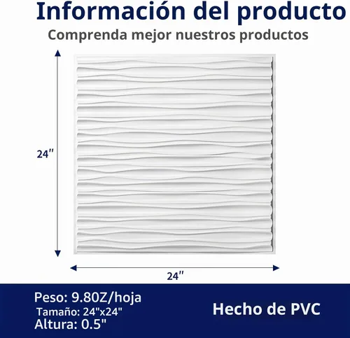 Vista 2 de Art3dwallpanels Azulejos de techo 24 x 24, paquete de 12, blanco Ola Blanco