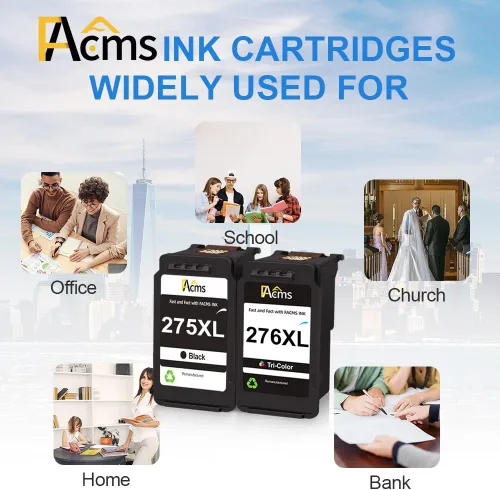 Vista 4 de 275XL 276XL - Cartuchos de tinta de repuesto para Canon Ink 275 276 PG-275 CL-276 compatible con impresoras Canon PIXMA TR4720 TR4722 TS3522 TS3520