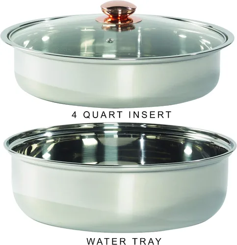 Vista 4 de Denmark Tools for Cooks Celebrations Cookware Collection - Juego de 8 platos redondos de acero inoxidable de 4 cuartos de galón con tapa de vidrio