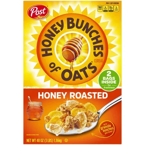 Vista 2 de Post Honey Bunches of Oats Crujiente de cereal tostado, 48 oz (paquete de 4)
