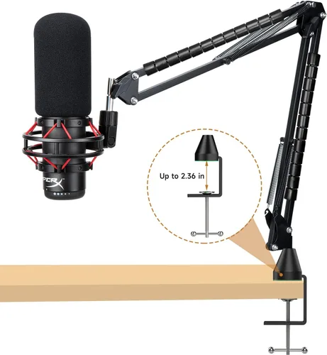 Vista 2 de Para HyperX Quadcast Boom Arm - Brazo de micrófono mejorado con cubierta de micrófono para reducir los ruidos del viento y funda de cable, soporte