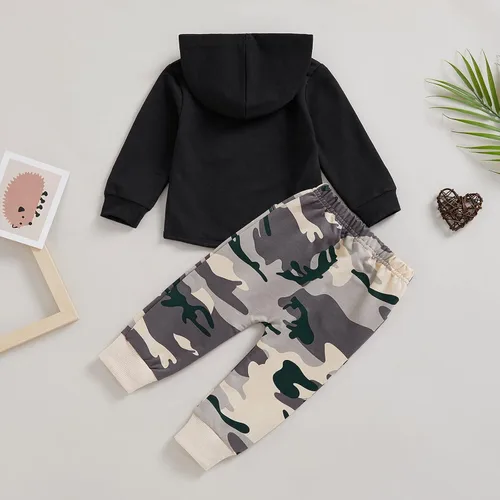 Vista 81 de Ropa de bebé niño 3 6 9 12 18 24M 3T Conjunto de pantalones con capucha patchwork sudadera con capucha pantalones de rayas traje de otoño invierno