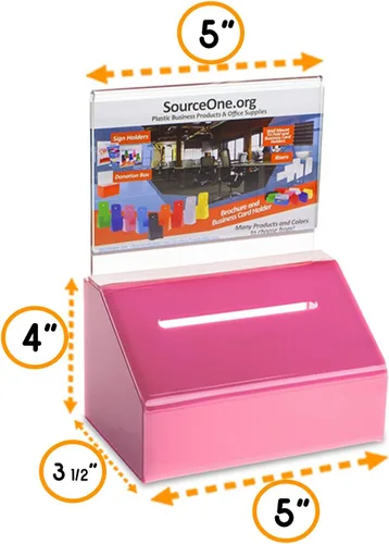 Vista 5 de SOURCE ONE Donación resistente de acrílico/urna con cerradura y soporte para letreros