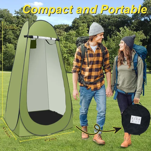 Vista 7 de Tienda de Campaña de Ducha Caliente Portátil para Acampar, Tienda de Privacidad Desplegable con Ducha de Camping Recargable con Calentador de Agua