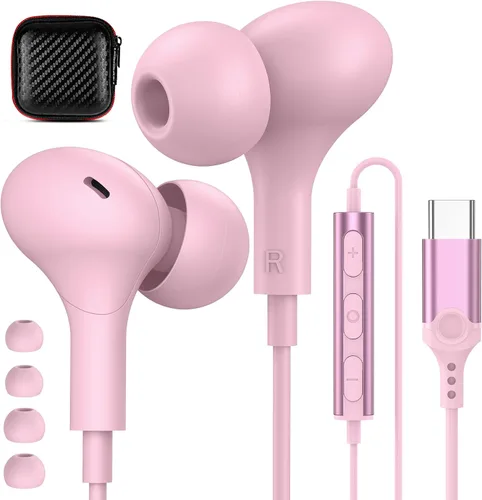 Vista 14 de APETOO Auriculares USB C para Samsung Galaxy S24 Ultra S23 FE S22 S21 A55 A54 A53 Auriculares magnéticos con cable con cancelación de ruido