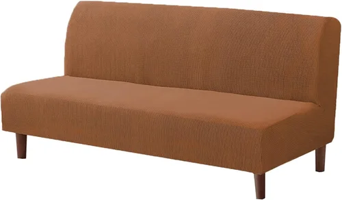 Vista 15 de Funda elástica para sofá de futón sin brazos, fundas de sofá y cama de forro polar a cuadros, fundas protectoras lavables para muebles con parte