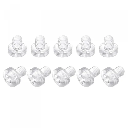 Vista 10 de uxcell M2x6mm plástico Phillips pernos 50pcs PC Pan cabeza máquina tornillos transparentes