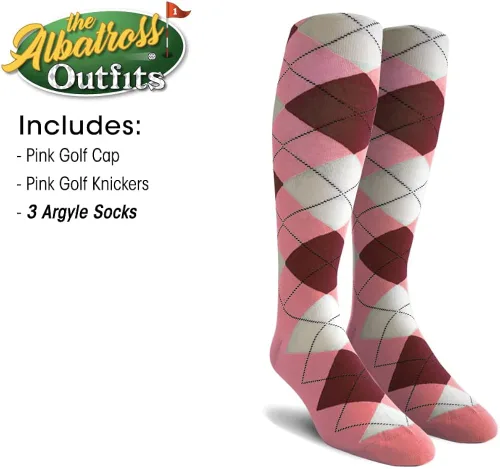 Vista 4 de Golf Knickers Traje de golf Albatross para hombre, gorra de golf, 3 calcetines de rombos