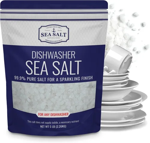 Vista 8 de Sal para lavavajillas, suavizante de agua natural, sal marina gruesa de grado alimenticio compatible con lavavajillas Miele, Thermador, Whirlpool