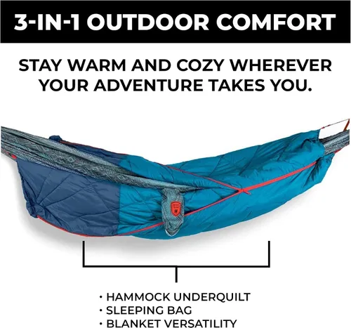 Vista 9 de Grand Trunk 360 ThermaQuilt Hamaca 3 en 1 Underquilt, manta y saco de dormir (azul/azul marino)