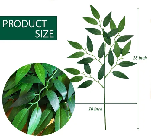 Vista 2 de 40 tallos italianos ruscus a granel para centros de mesa de relleno, 18 pulgadas, hojas de vegetación de seda artificial para ramo