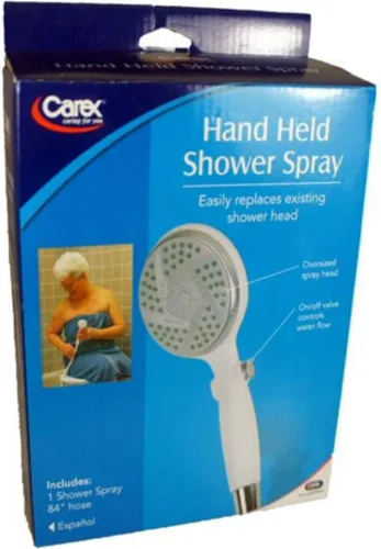 Vista 7 de Carex Cabezal de ducha de mano con manguera flexible extra larga de 84 pulgadas y práctica función de pausa. Cabezal de ducha de mano certificado