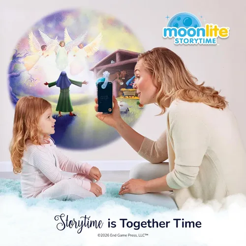 Vista 2 de Colección de historias bíblicas de Moonlite para niños (paquete de 4), Danza de Pascua, Los leones no mienten, La pequeña oveja de María
