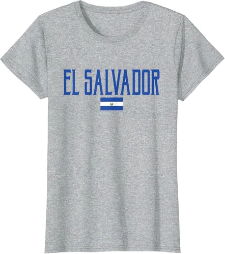 Vista 27 de Camiseta de texto azul con bandera de El Salvador, Negro, S