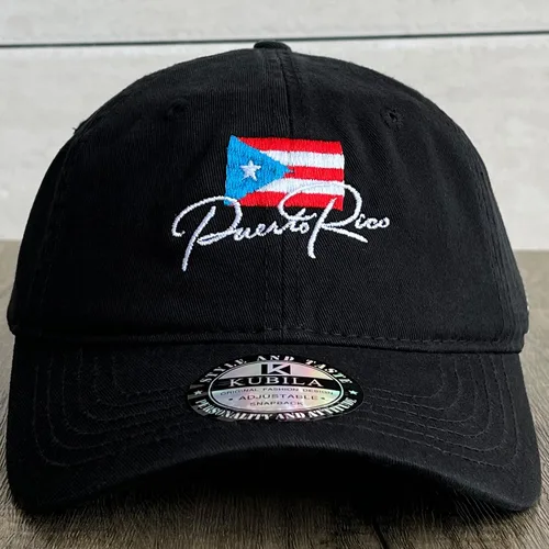 Vista 9 de Sombreros de Puerto Rico para hombres y mujeres, gorra de béisbol bordada ajustable para papá Sombrero para papá de Puerto Rico Negro
