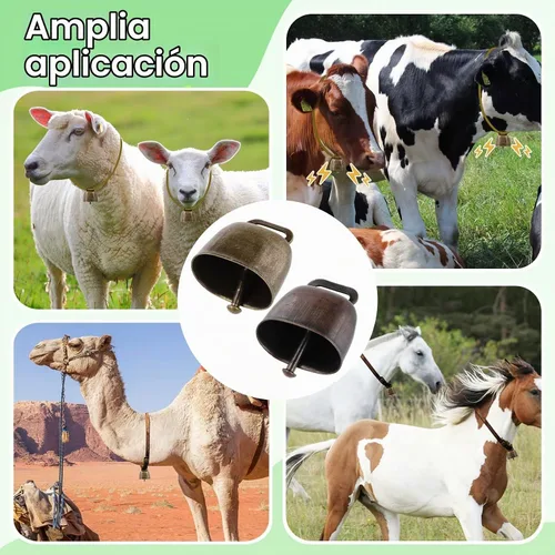 Vista 5 de 40 campanas de vaca, campanas de cobre de pastoreo, campanas de vaca de metal con sonido nítido, campanas de bronce de cobre de animales fuertes