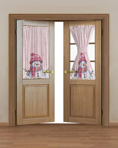 Vista 2 de Cortinas opacas para puerta francesa, de cristal, para puerta delantera, trasera, puerta de patio, aislamiento térmico, bolsillo para barra