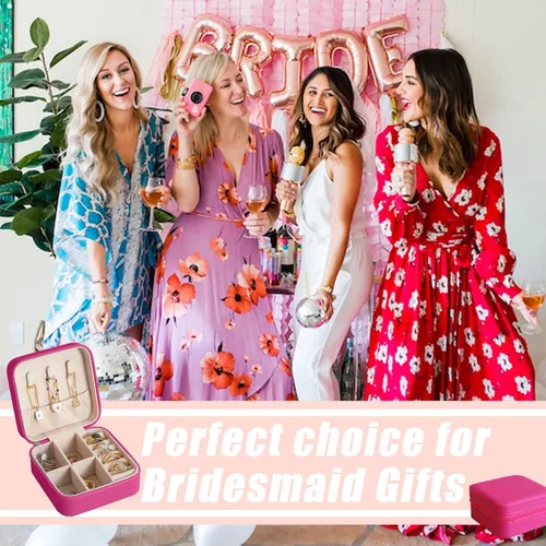 Vista 6 de BeBeGee Joyero de viaje, mini organizador de viaje portátil, pequeñas cajas de joyería para mujeres, regalos de dama de honor y accesorios