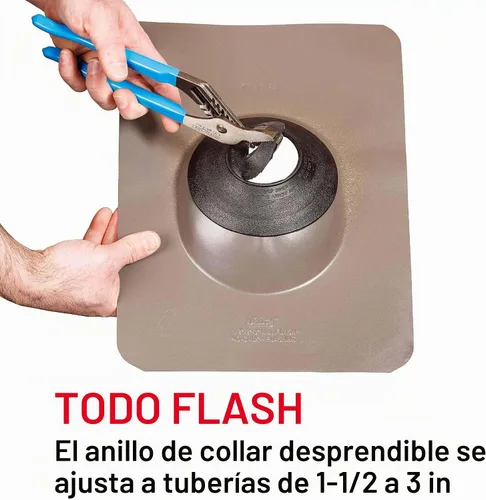 Vista 2 de Oatey 1-1/2 pulgadas a 3 pulgadas. Termoplástico All-Flash No-Calk 11-1/4 pulgadas x 15 pulgadas. Base de techo intermitente