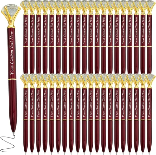 Vista 61 de Hasta 100 bolígrafos de diamante personalizados a granel con nombre, bolígrafo de impresión personalizada con logotipo de negocios grabado, mensaje