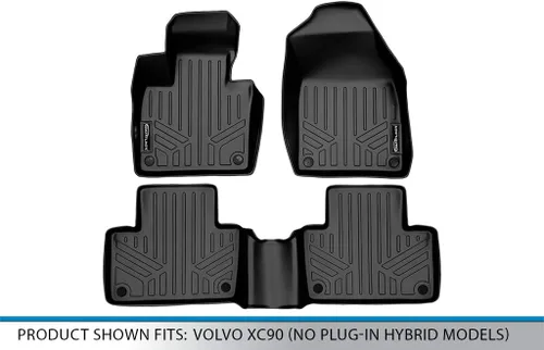 Vista 5 de SMARTLINER Juego de tapetes de piso de ajuste personalizado de 2 filas para Volvo XC90 2016-2019