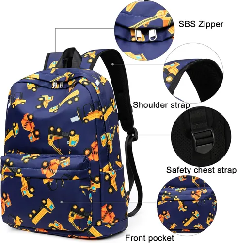 Vista 6 de Bluboon Mochila preescolar para niños y niñas, bolsas escolares para niños y niñas, bolsas escolares para jardín de infantes, Azul, Mochilas Daypack