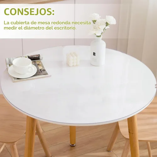 Vista 2 de Protector de mesa redondo transparente de 36 pulgadas, protector redondo transparente para mesa de comedor, 0.059 in de grosor, impermeable