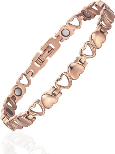 Vista 9 de BioMag Pulsera Magnética para Mujeres, Pulsera de Acero de Titanio Brazaletes para Alivio del Dolor Joyería de Cobre Puro Sólido Regalo