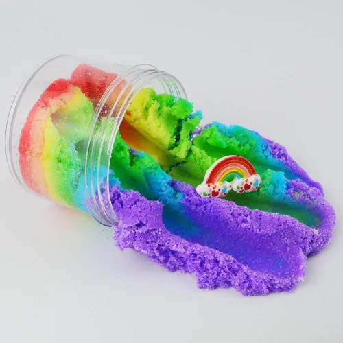 Vista 3 de ICHICHI Rainbow Cloud Slime, no pegajoso y súper suave, juguete para aliviar el estrés, surtido de 7