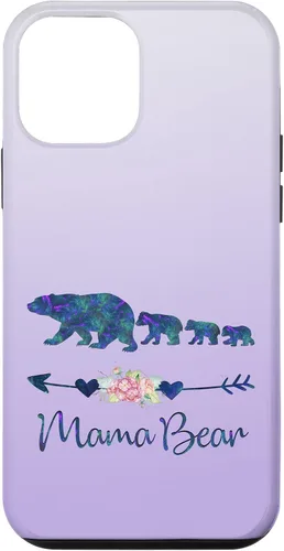Vista 16 de Teal Blue Purple Floral Mama Bear Three Cubs Silver Purple Case for iPhone 17